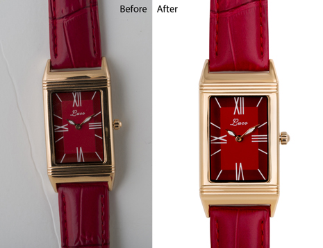 Watch Background Change and Retouch — before and after sample