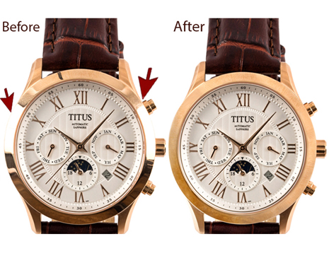 Watch Retouching and Background White — before and after sample
